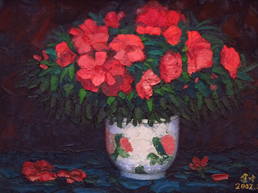 梁建中作品《红杜鹃 02》39.5cmx53.7cm
